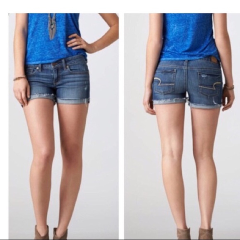 American Eagle Stretch Midi Shorts Medium Wash